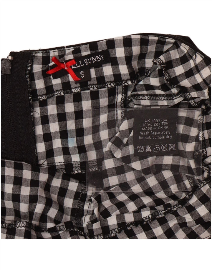 HELL BUNNY Dame Halter Dress UK 8 Small Black Gingham Cotton