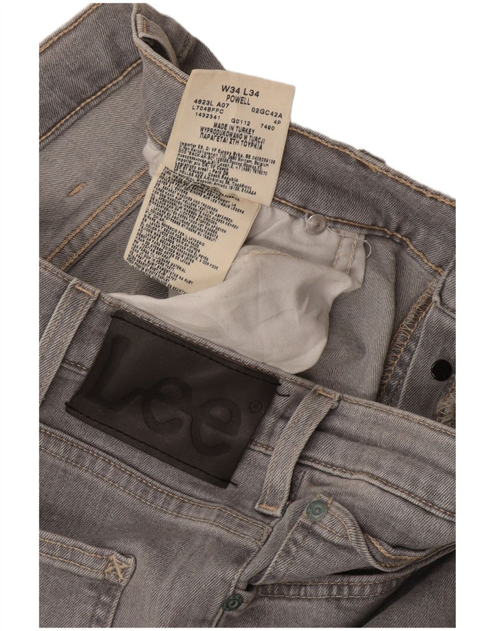 Lee Mens Powell Straight Jeans W34 L34 Grå Bomuld