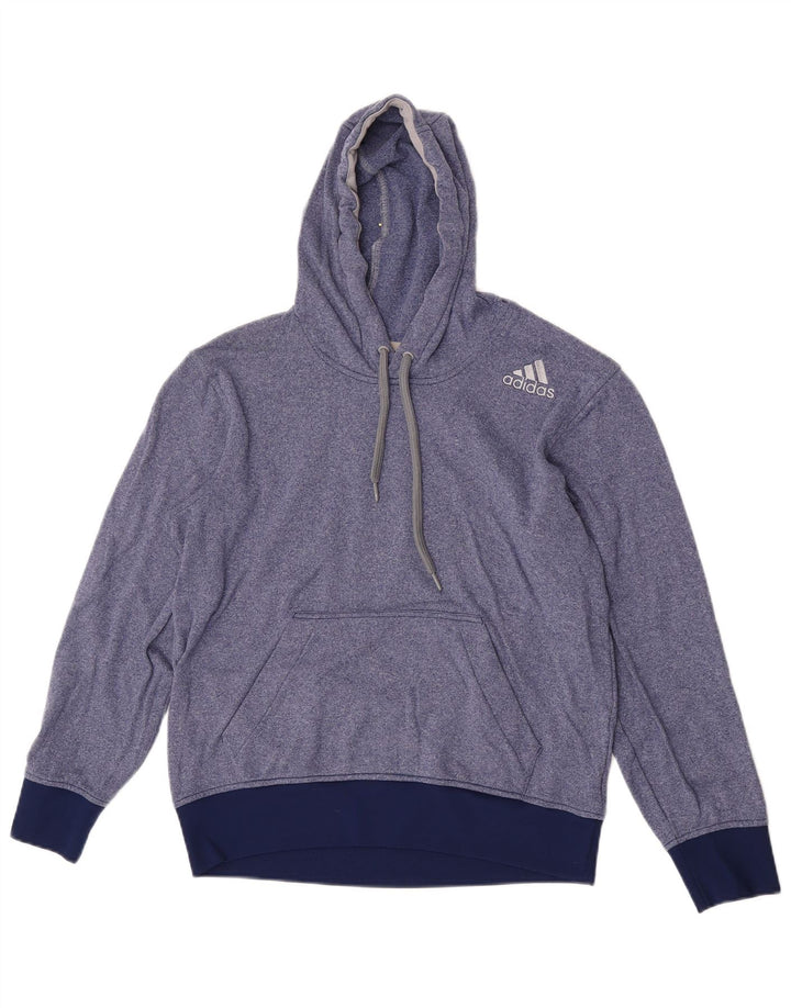 Adidas Dame Hoodie Jumper UK 14 Medium Blue Flecked Polyester