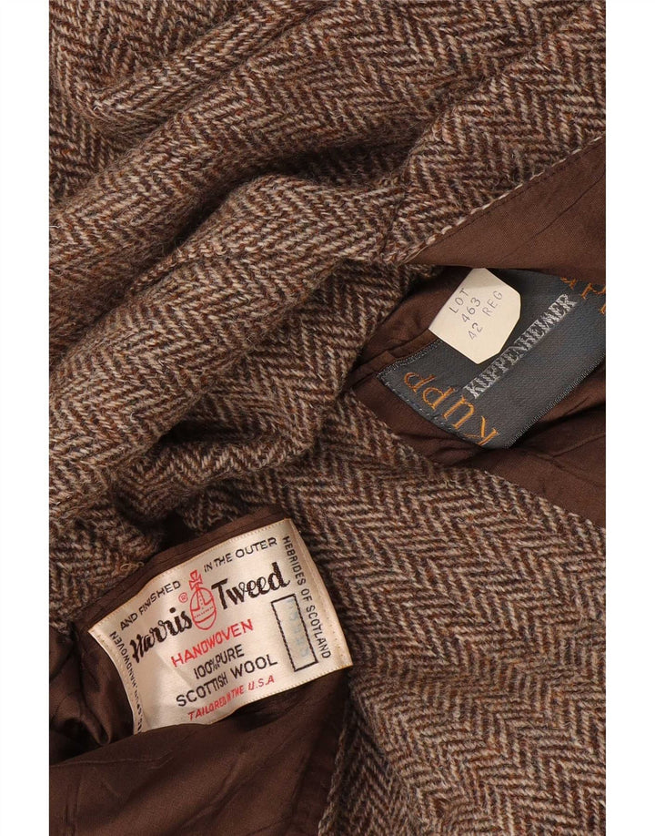 Harris Tweed Herre Regular Fit Blazer Jacket UK 42 Stor brun sildeben