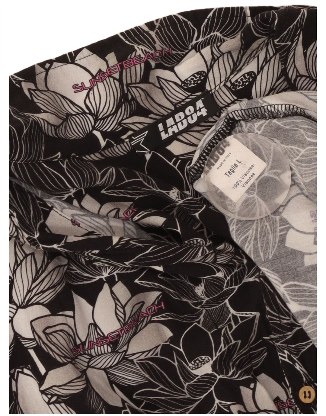 Vintage kortærmet skjorte til mænd Large Black Floral