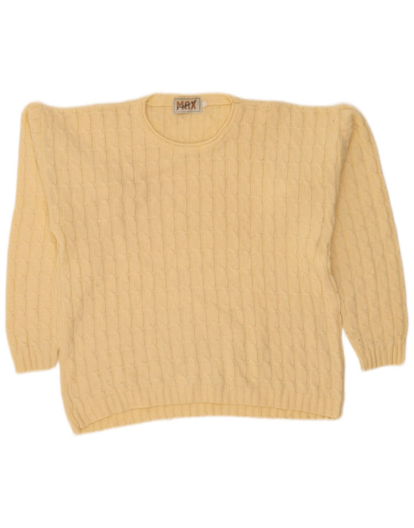 MAGLIERIA Herre sweater med rund hals, medium gul uld