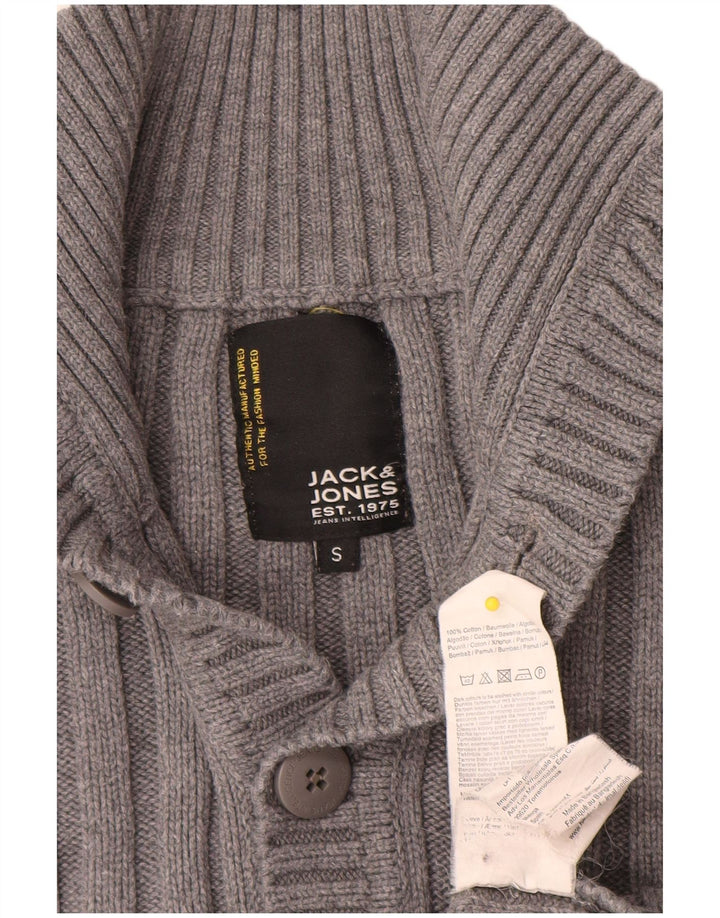 Jack & Jones Herre Button Neck Jumper Sweater lille grå bomuld