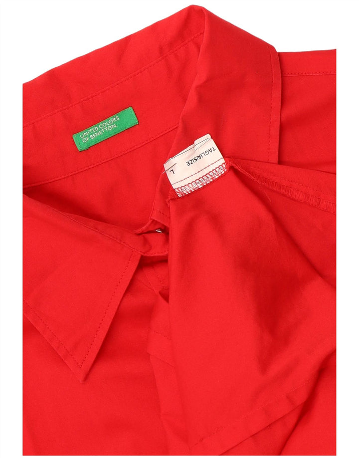 Benetton kortærmet skjorte til kvinder UK 16 Large Red