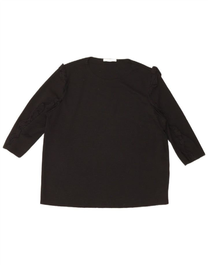 Zara Dame Top 3/4 ærmer UK 16 Large Black Bomuld