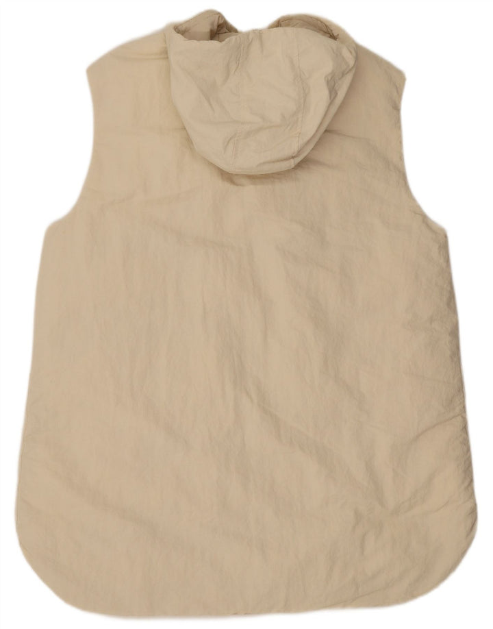 Zara Dame Hætte Oversized Polstret Gilet UK 16 Stor Beige Polyamid