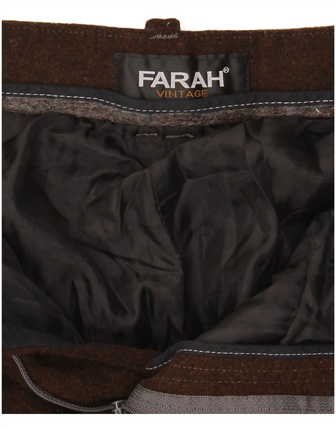 FARAH Herre Straight Suit Bukser W34 L26 Brun Uld