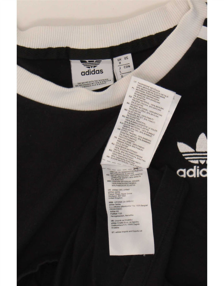 Adidas Dame T-Shirt Top UK 8 Small Black Bomuld