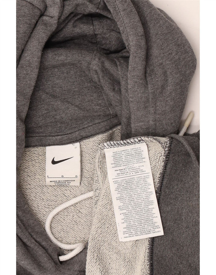 NIKE Oversized hættetrøjetrøje til kvinder UK 16 Stor grå bomuld