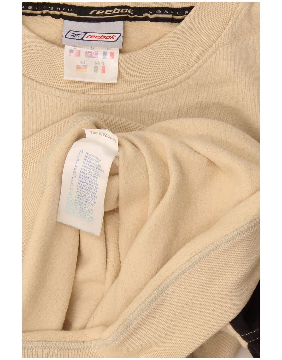 Reebok grafisk sweatshirt til mænd, lille beige colourblock bomuld