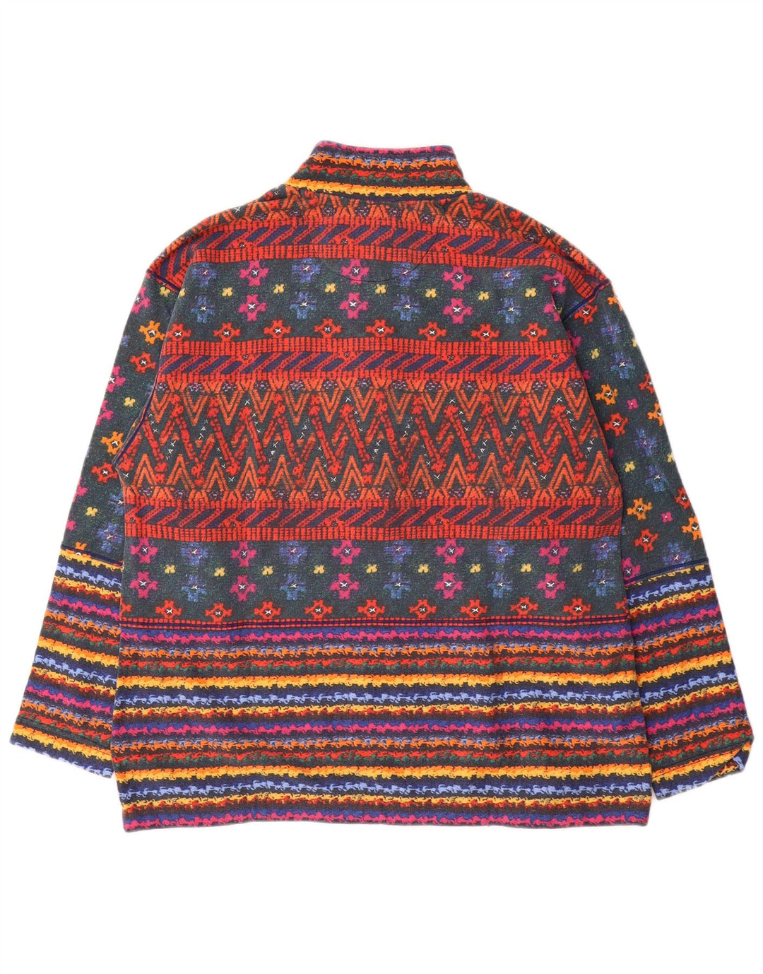 Møde Herre Button Neck Sweatshirt Jumper Stor Flerfarvet Stribet