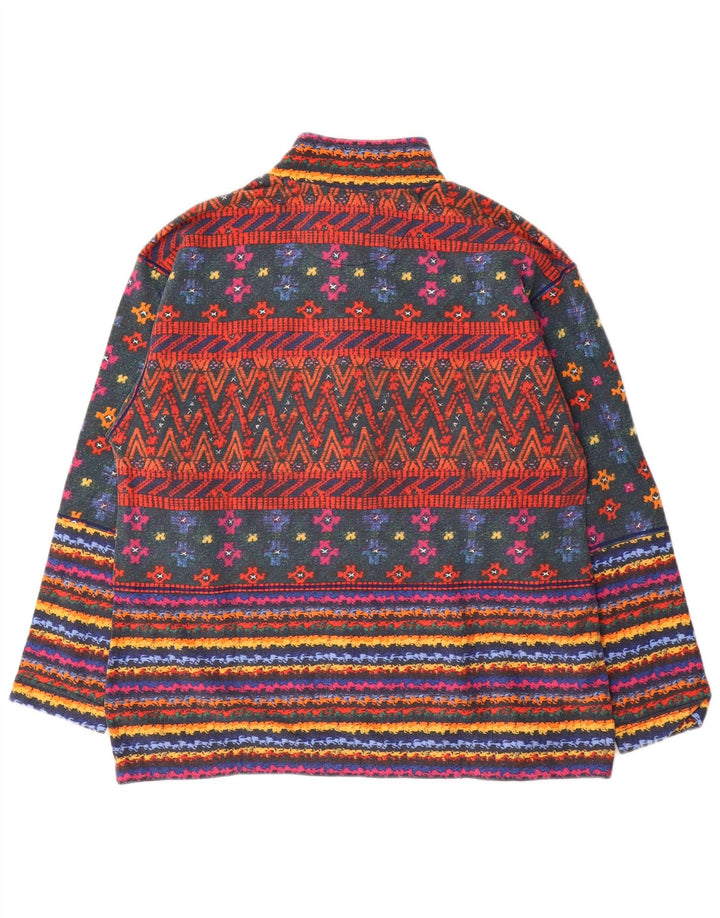 Møde Herre Button Neck Sweatshirt Jumper Stor Flerfarvet Stribet