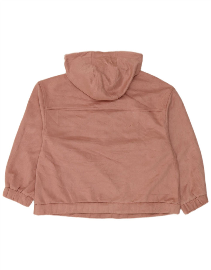 Zara Dame Oversized Zip Neck Hoodie Jumper UK 10 Small Pink Polyester