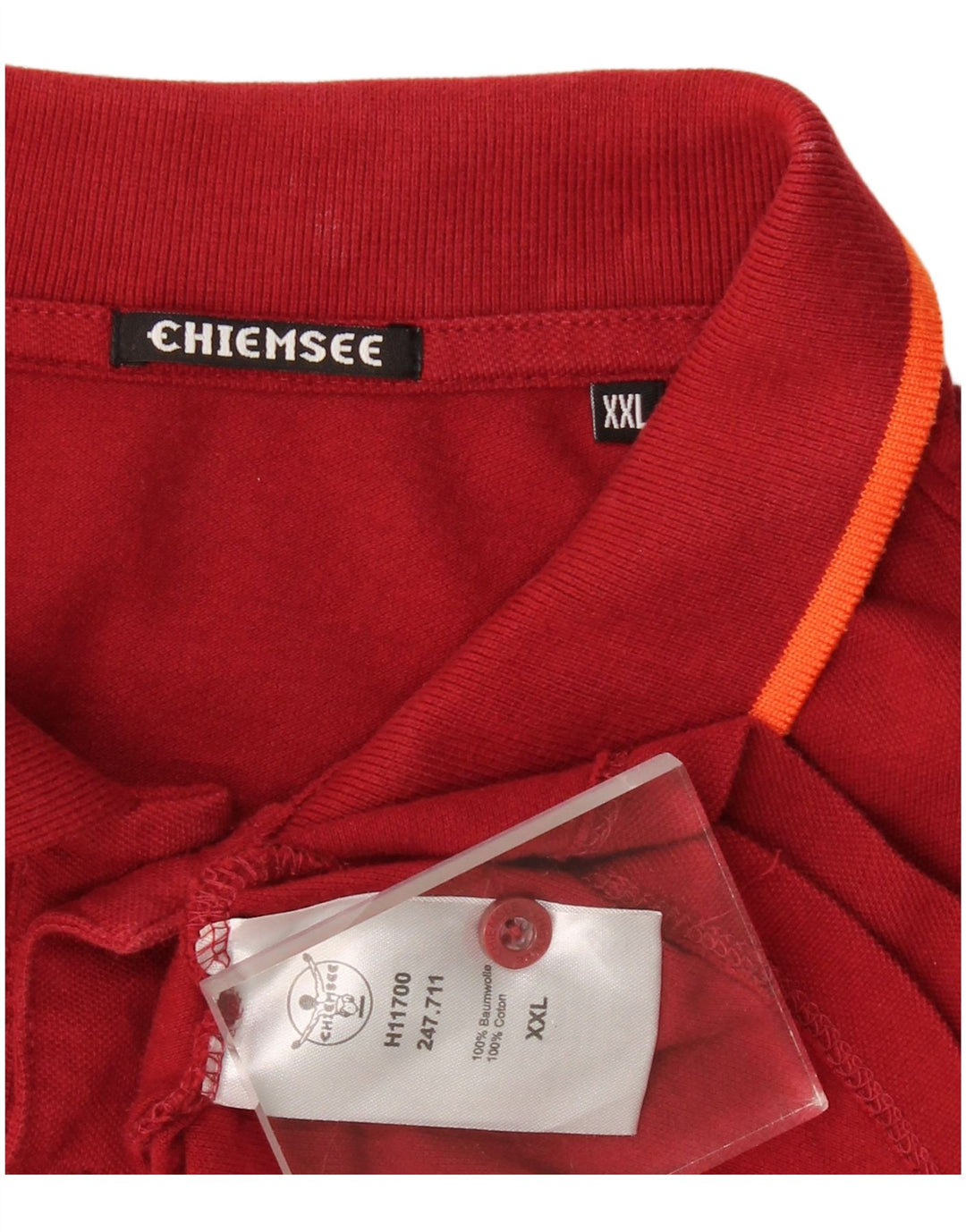 CHIEMSEE Mens Long Sleeve Polo Shirt 2XL Red Cotton
