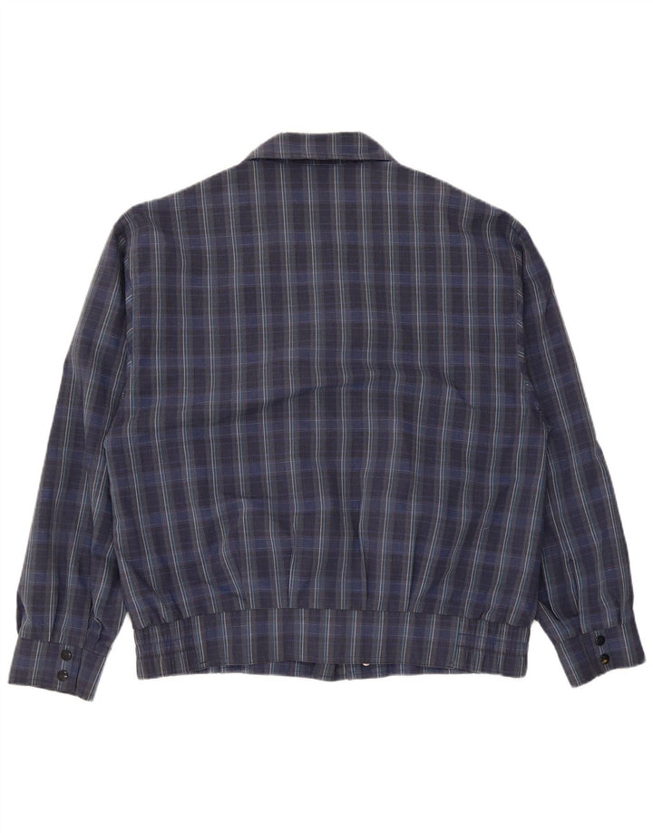 Vintage bomberjakke til mænd IT 50 Stor marineblå ternet polyester