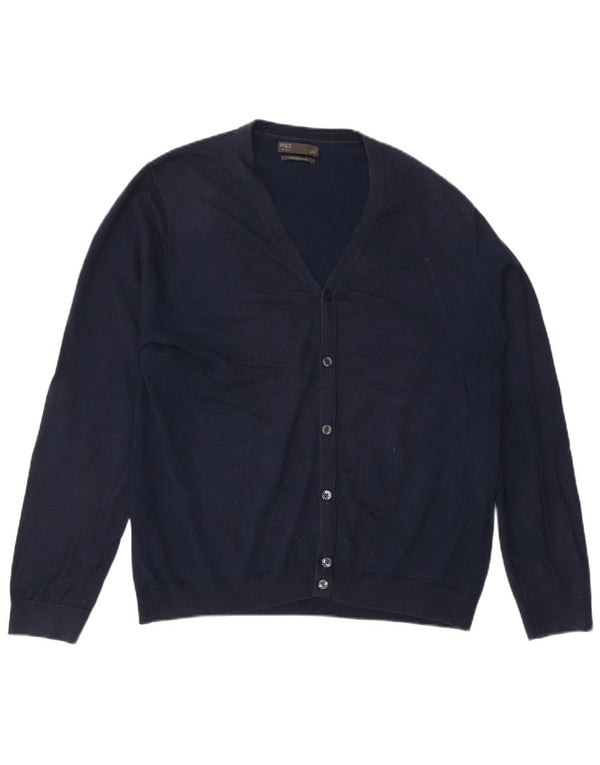 Marks & Spencer Herre cardigan sweater Stor marineblå bomuld