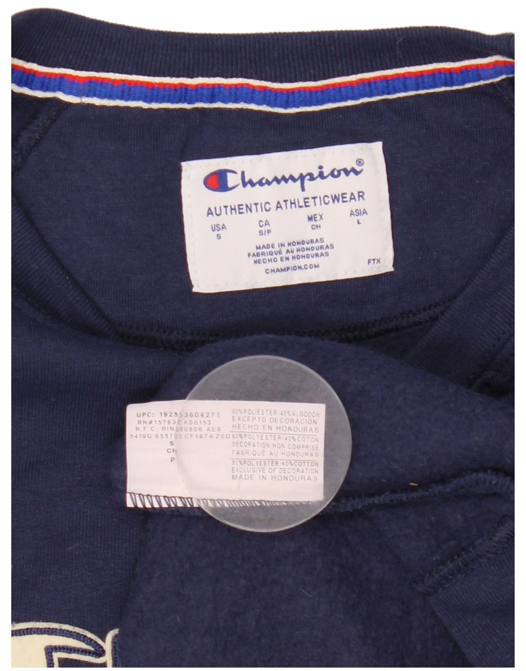 Champion Dame Grafisk Oversized Sweatshirt Jumper UK 10 Small Navy Blue