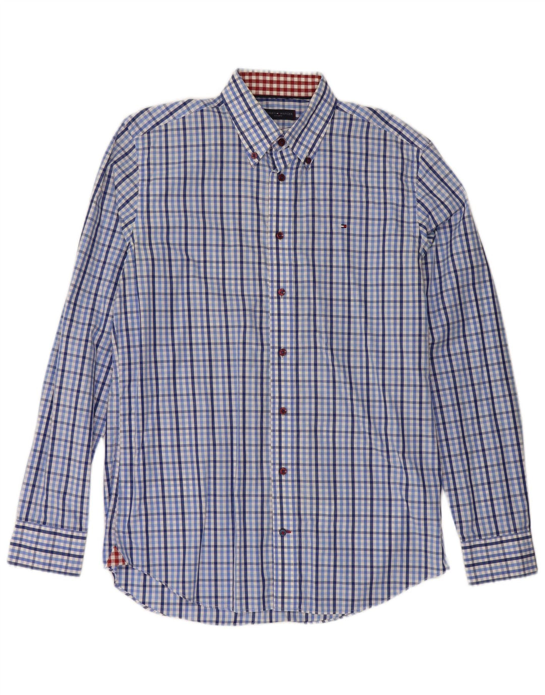 Tommy Hilfiger Herreskjorte Størrelse 39 15 1/2 Mellemblå ternet bomuld