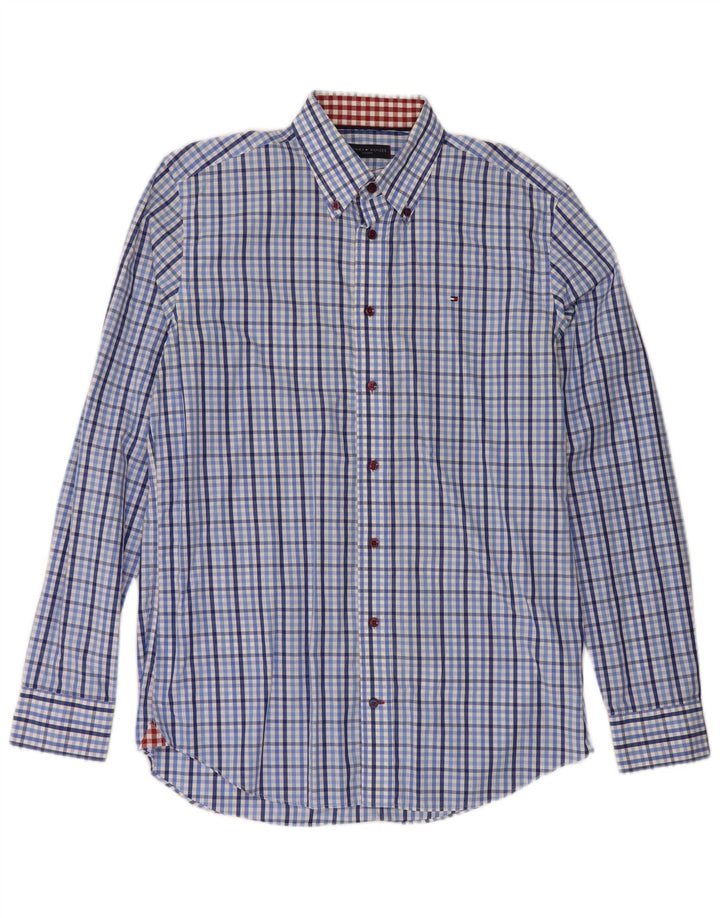 Tommy Hilfiger Herreskjorte Størrelse 39 15 1/2 Mellemblå ternet bomuld