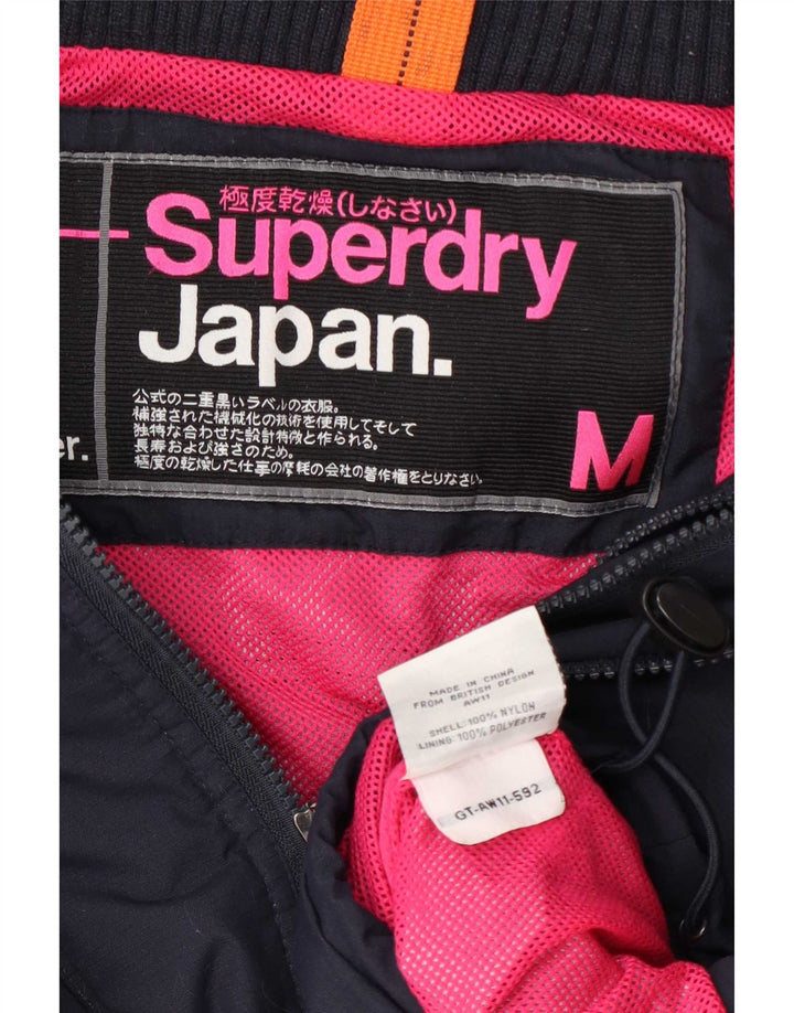 Superdry Regnjakke til kvinder UK 14 Medium Navy Blue Nylon