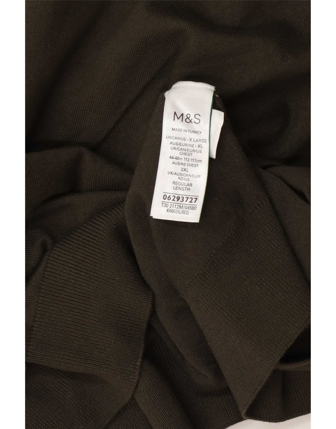 Marks & Spencer Herre Polo Neck Jumper Sweater XL Khaki Bomuld