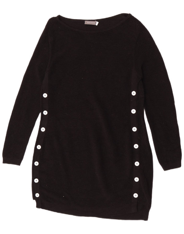 MINT FLØJEL Dame Langærmet Jumper Kjole UK 12 Medium Sort Viscose