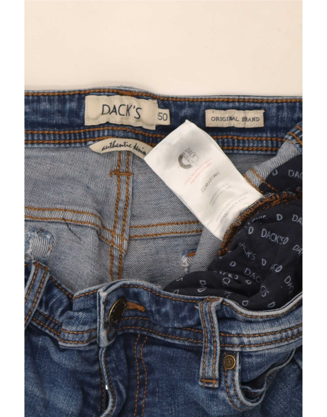 Dacks Herre Regular Fit Straight Jeans IT 50 Large W34 L28 Blå Bomuld