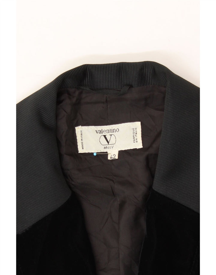 VALENTINO Dame Crop Dobbeltradet Blazer Jacket IT 42 Medium Sort