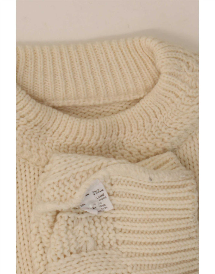 Vintage Herre Turtle Neck Jumper Sweater Stor hvid uld