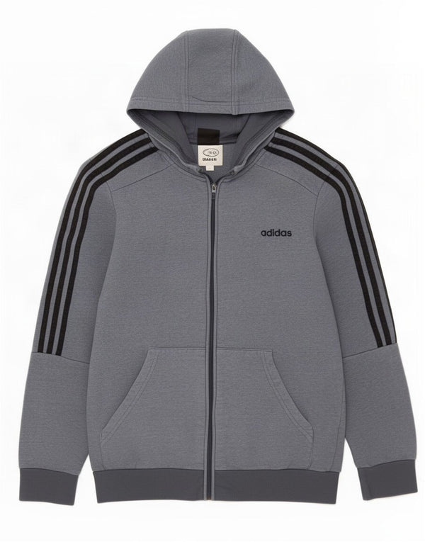 Adidas hættetrøje med lynlås til drenge 13-14 år blå stribet bomuld