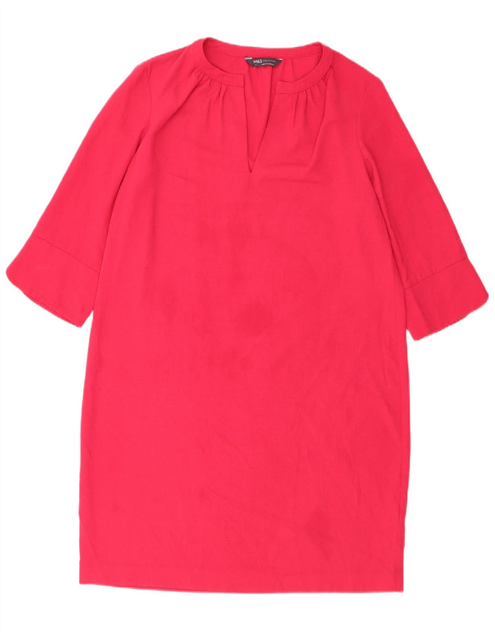 Marks & Spencer Dame 3/4-ærmet Shift Dress UK 14 Large Pink Polyester