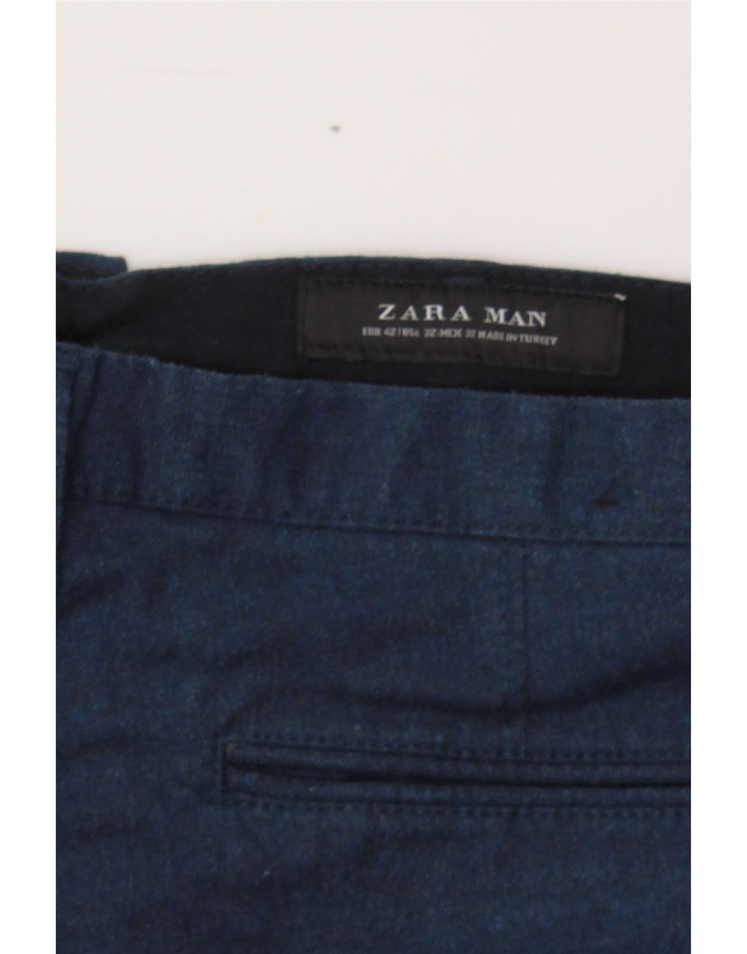 ZARA Womens Slim Chino Trousers EU 42 Large W32 L32 Navy Blue Polyester Vintage Zara and Second-Hand Zara from Messina Hembry 