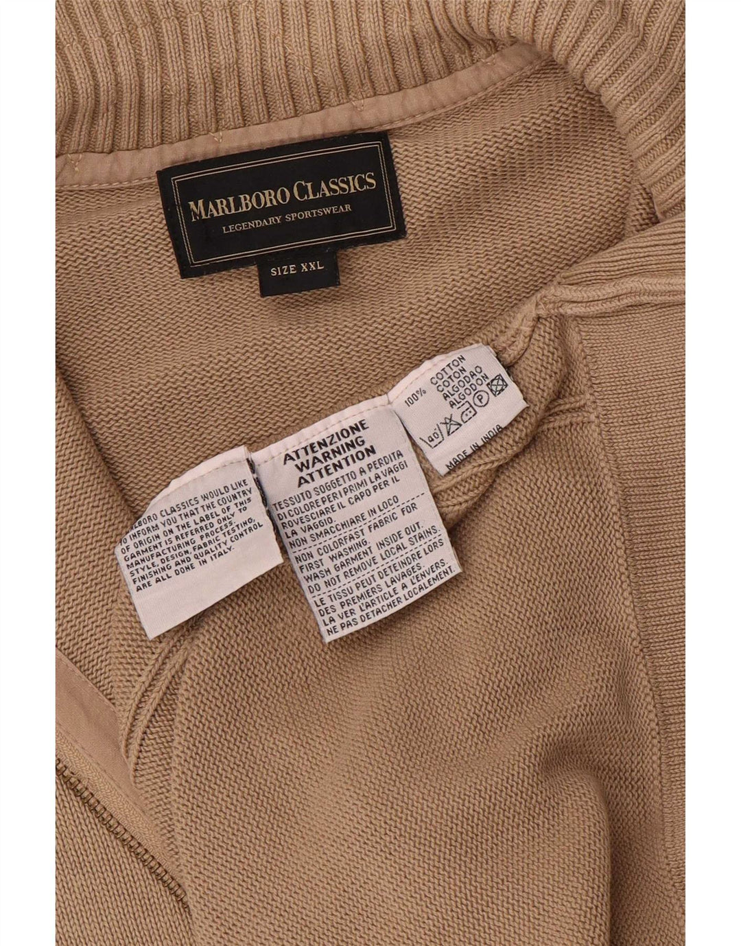 Marlboro Classics Herre Cardigan Sweater 2XL Beige Bomuld