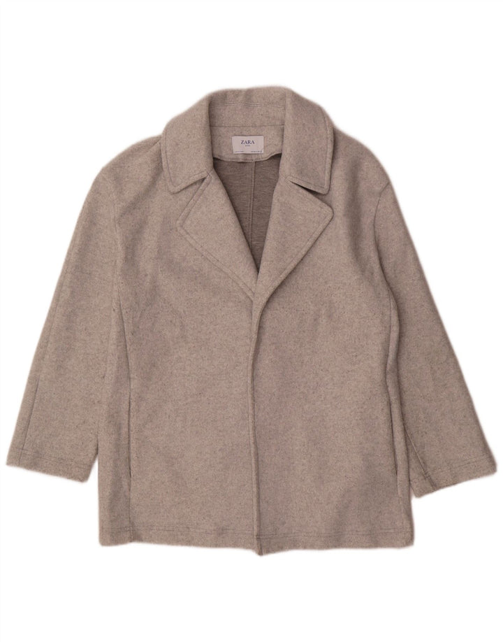 Zara Womens Oversized Open Blazer Jacket UK 10 Small Grå Polyester