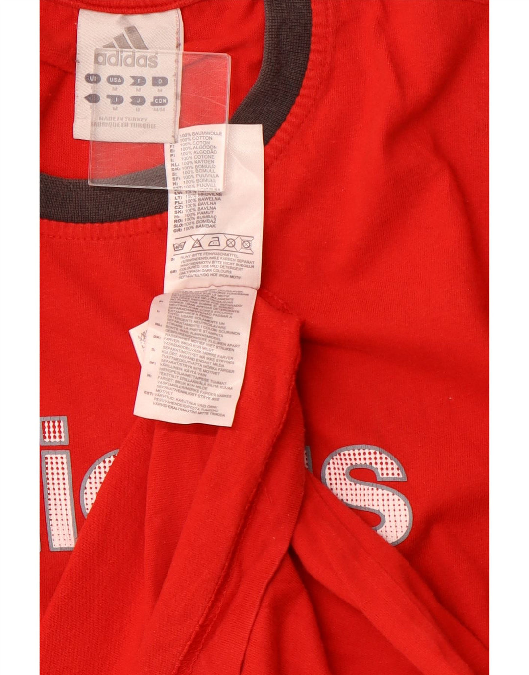 ADIDAS Mens Graphic T-Shirt Top Medium Red Cotton