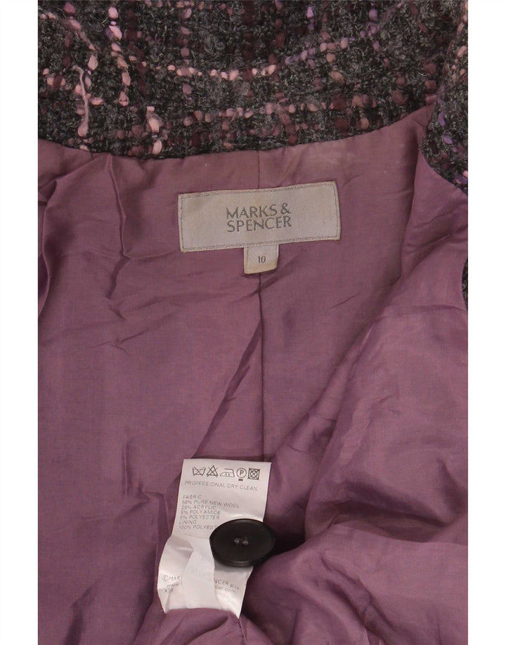 Marks & Spencer Dame 1 Knap Blazer Jacket UK 10 Small Grey Check