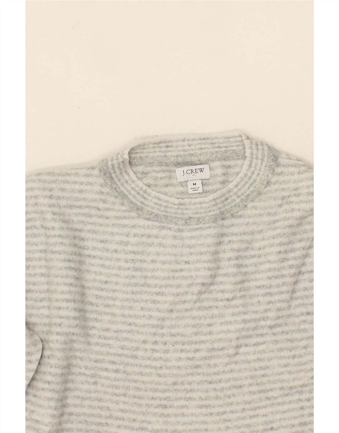 J. CREW Womens Crew Neck Jumper Sweater UK 14 Medium Grey Striped Vintage J. Crew and Second-Hand J. Crew from Messina Hembry 