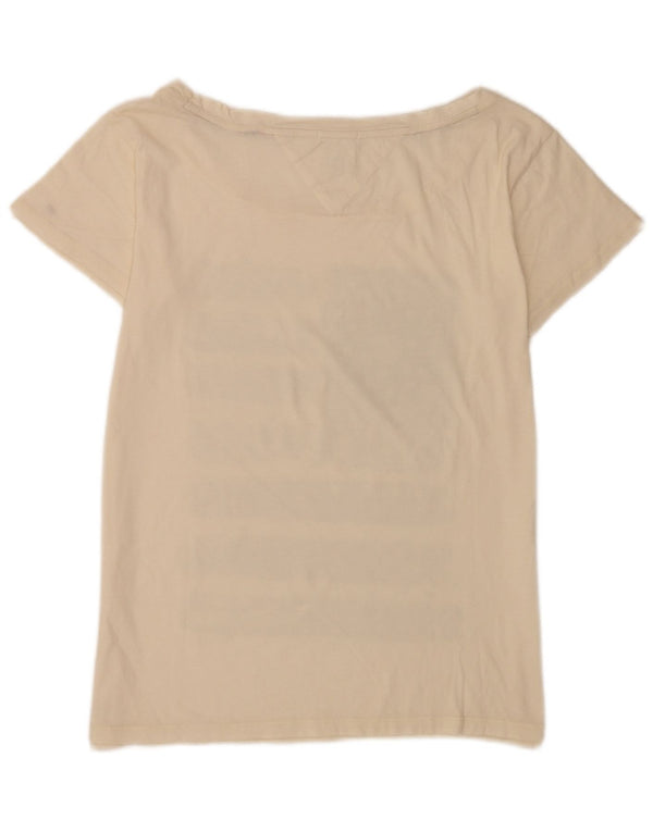 Tommy Hilfiger Dame Grafisk T-Shirt Top UK 14 Large Off White Paisley