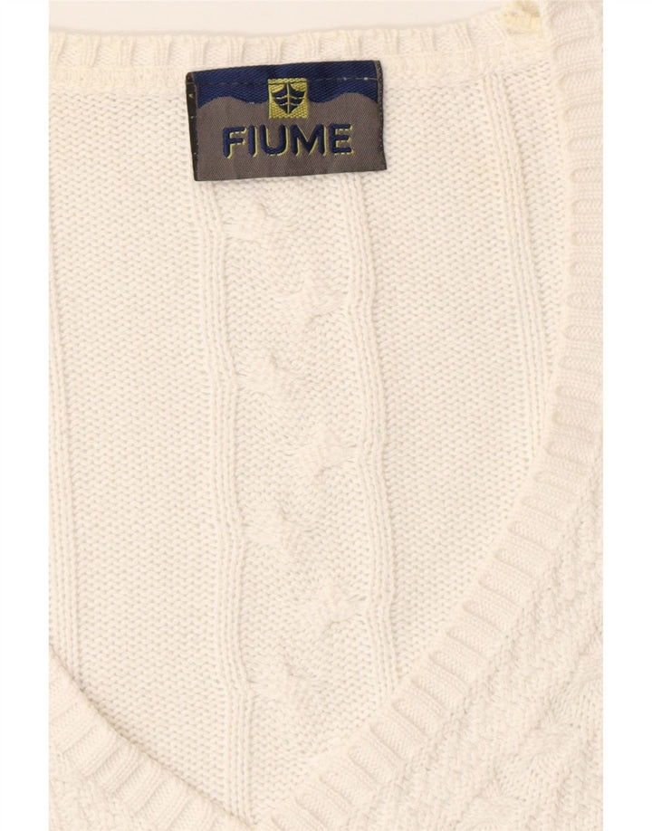 Fiume Dame V-hals sweater UK 20 2XL White Fair Isle