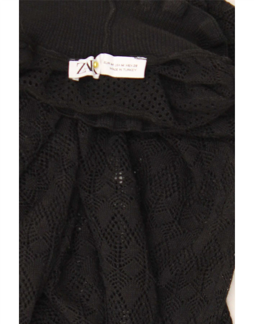 Zara Dame Se Through Turtle Neck Jumper Sweater UK 12 Medium Black