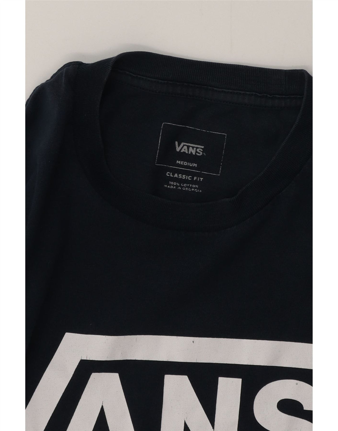 VANS Herre Classic Fit Grafisk T-shirt Top Medium Navyblå Bomuld