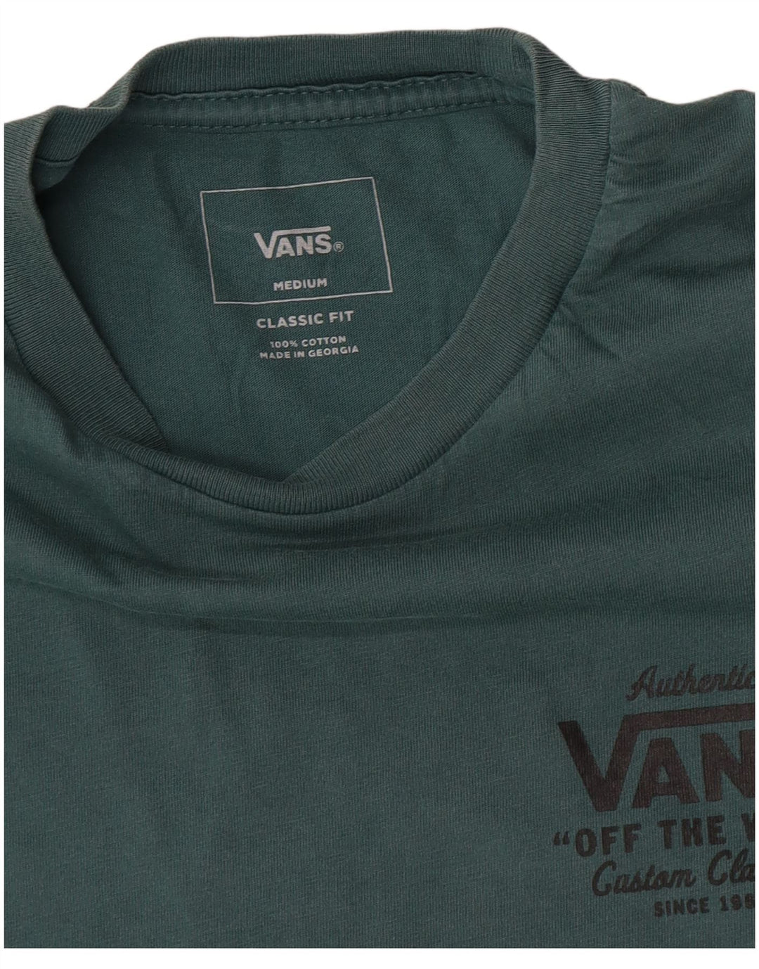 Vans Herre Classic Fit Grafisk T-Shirt Top Medium Grøn Bomuld