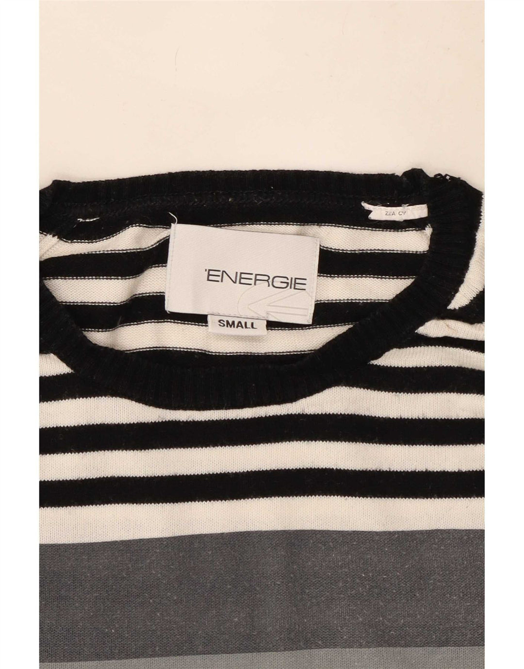 Energie Herre sweater med rund hals, lille grå farveblok