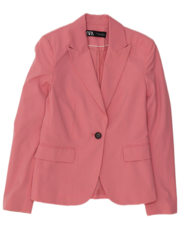 Zara Dame 1 Knap Blazer Jakke EU 34 2XS Pink Polyester