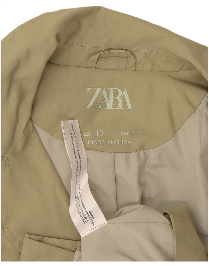 ZARA Girls Overcoat 9-10 Years Khaki Polyester