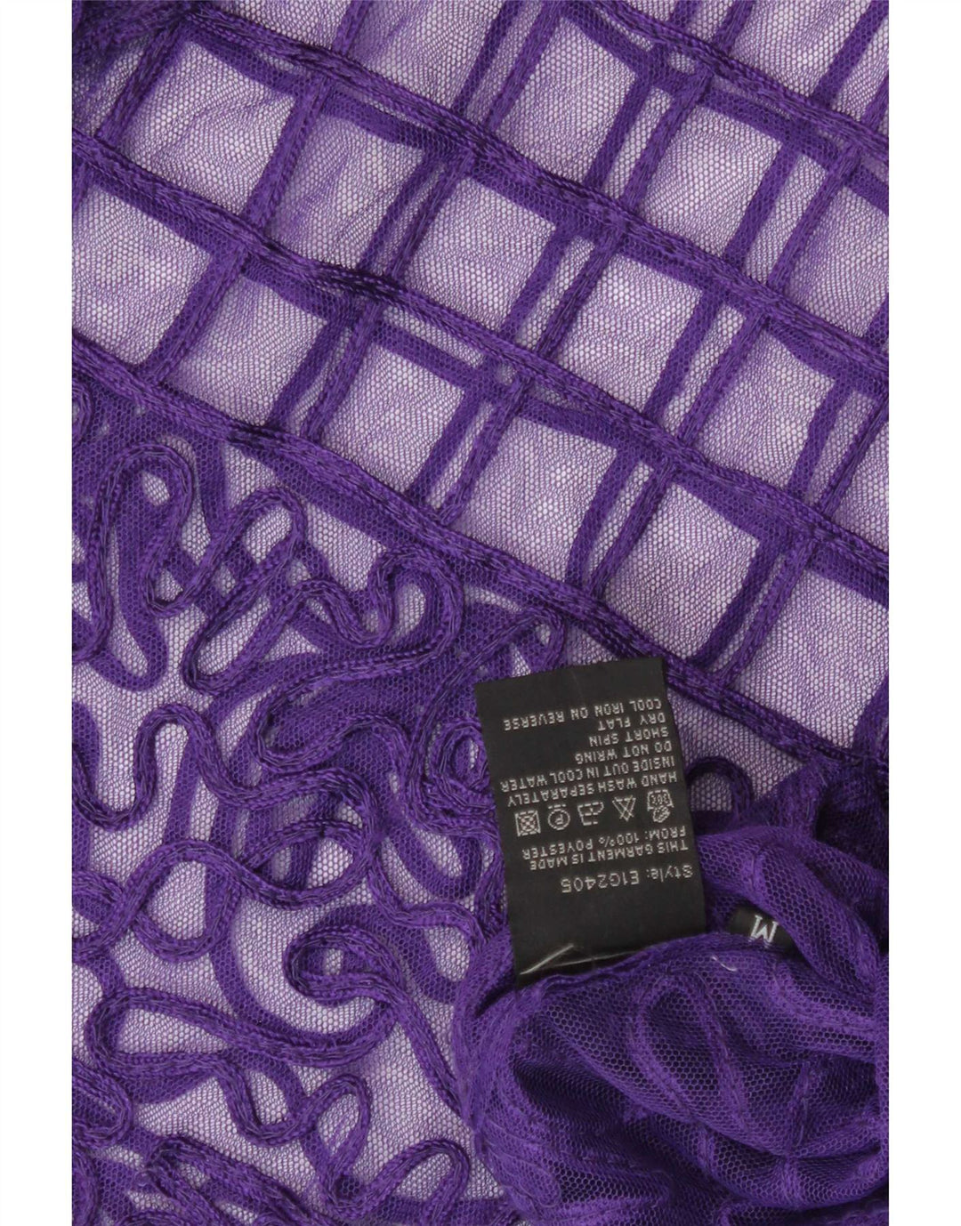 Vintage Dame Gennemsigtig Skjorte Bluse UK 14 Medium Lilla Geometrisk