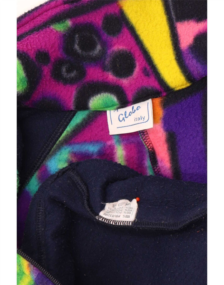 Vintage fleecejakke til mænd UK 38 Mellem marineblå geometrisk polyester