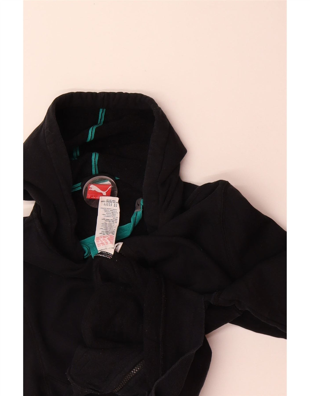PUMA Mens Graphic Zip Hoodie Sweater Small Black Cotton Vintage Puma and Second-Hand Puma from Messina Hembry 
