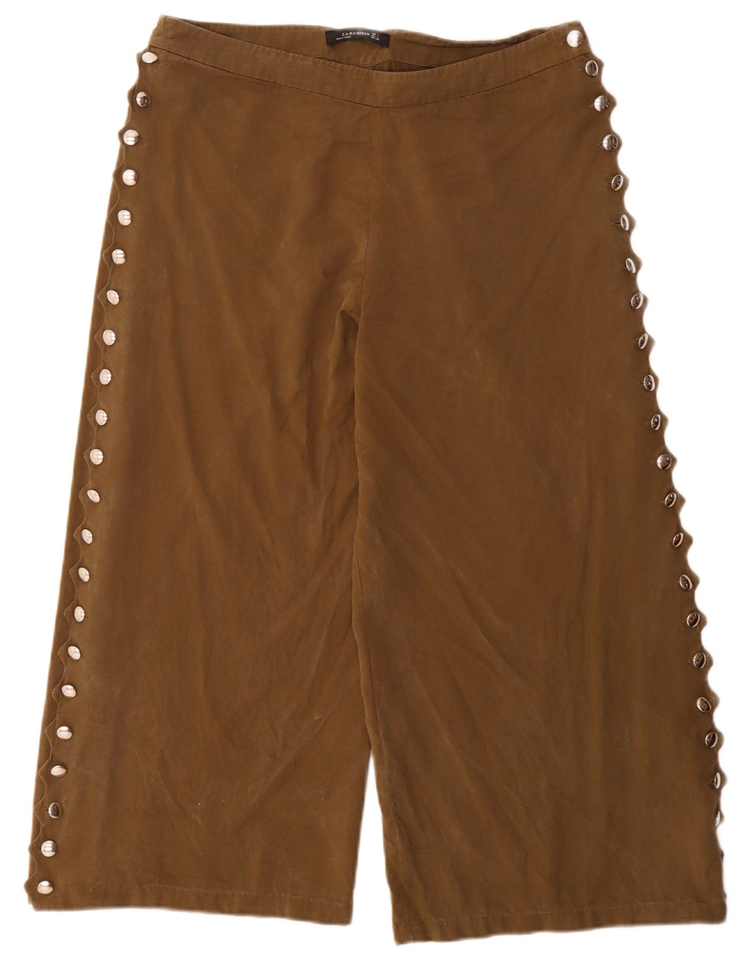 Zara Dame Capri Bukser Large W32 L24 Khaki