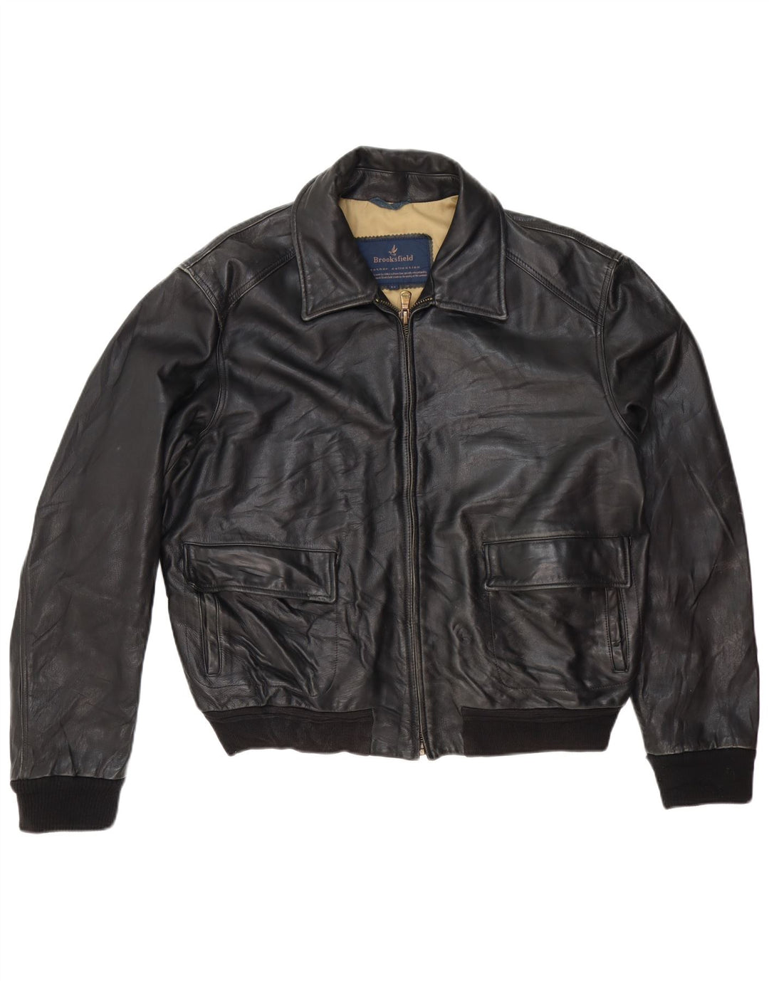 Brooksfield Herre Læderjakke UK 40 Stor Sort Læder Classic